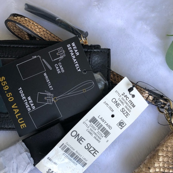 INC International Concepts Wristlet & Card Case Lanyard Camel Snake, NWT - Picture 5 of 5